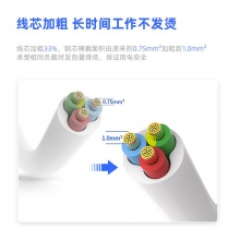 得力18251-03插座_2+2_3米_PVC袋装(白)(只)