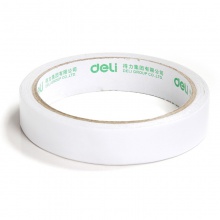 得力30402棉纸双面胶带18mm×10y×80um(白)(16卷/袋)