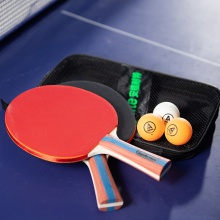 安格耐特F2366A乒乓球拍横拍对拍(正红反黑)(2个/副)(带三球)
