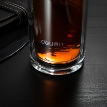 得力8977玻璃杯(黑)220ml盖子锌合金氧化