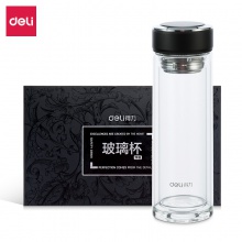 得力8978玻璃杯(黑)320ml盖子锌合金氧化