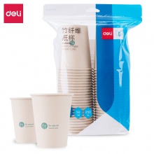 得力19207竹纤维纸杯(250ml)(本色)(50只/袋)